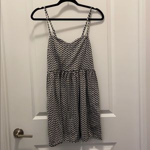 Navy and Tan Herringbone Sundress